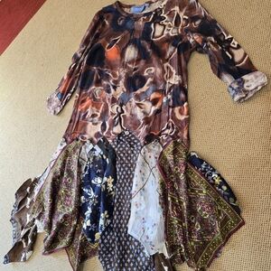 Upcycled Vtg Scarf Dress M-L Fairy Festival